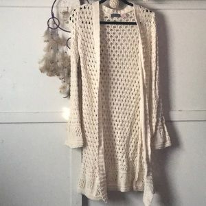 Long off-white cardigan